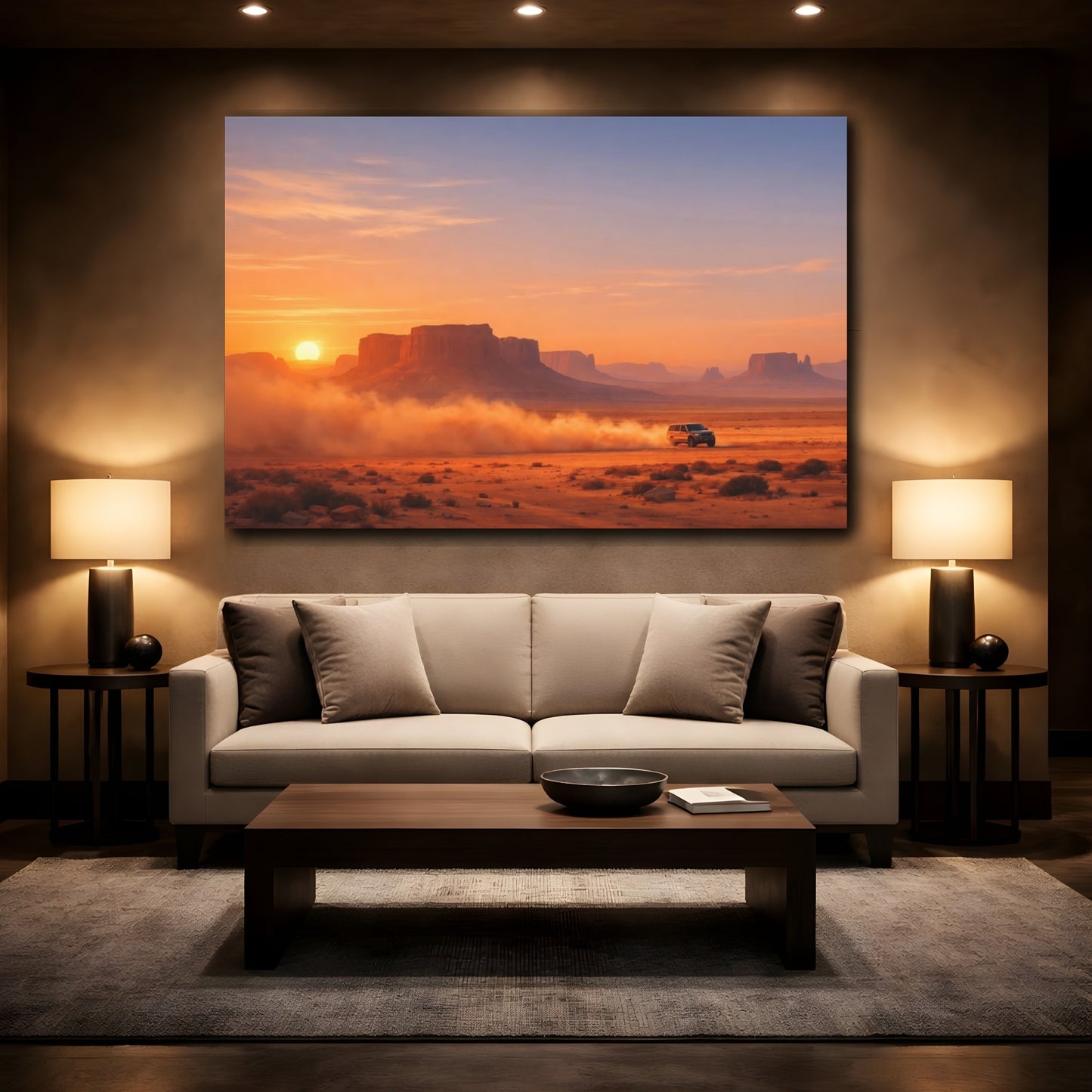Mockup 3. Nature Desert Scene Orange Desert shown as stretched canvas wall art