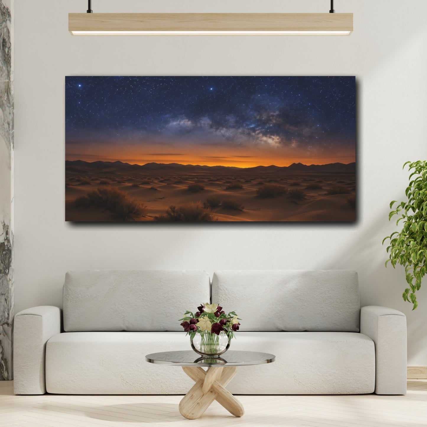 Mockup 3. Nature Desert Sky Orange And Blue Night shown as stretched canvas wall art