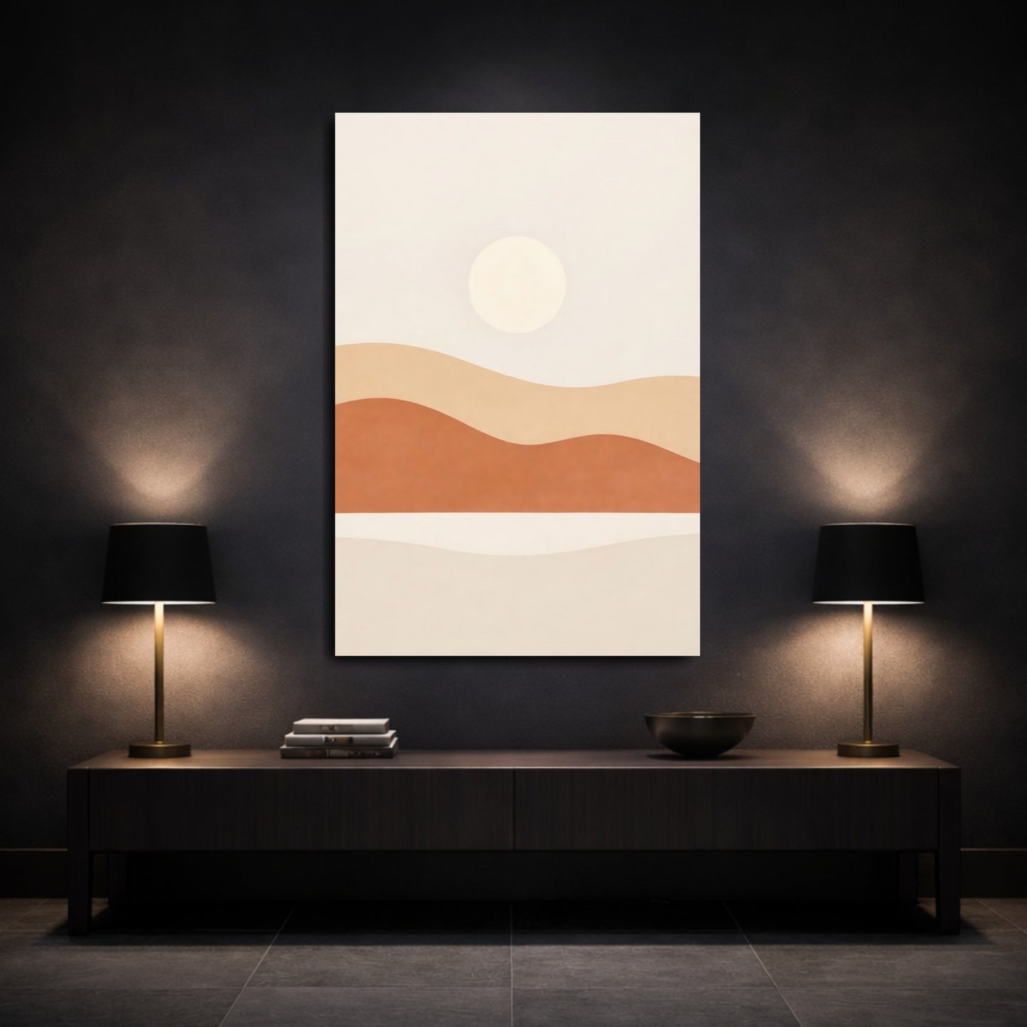 Nature Desert Sun Earthy Abstract shown as front canvas room wall art