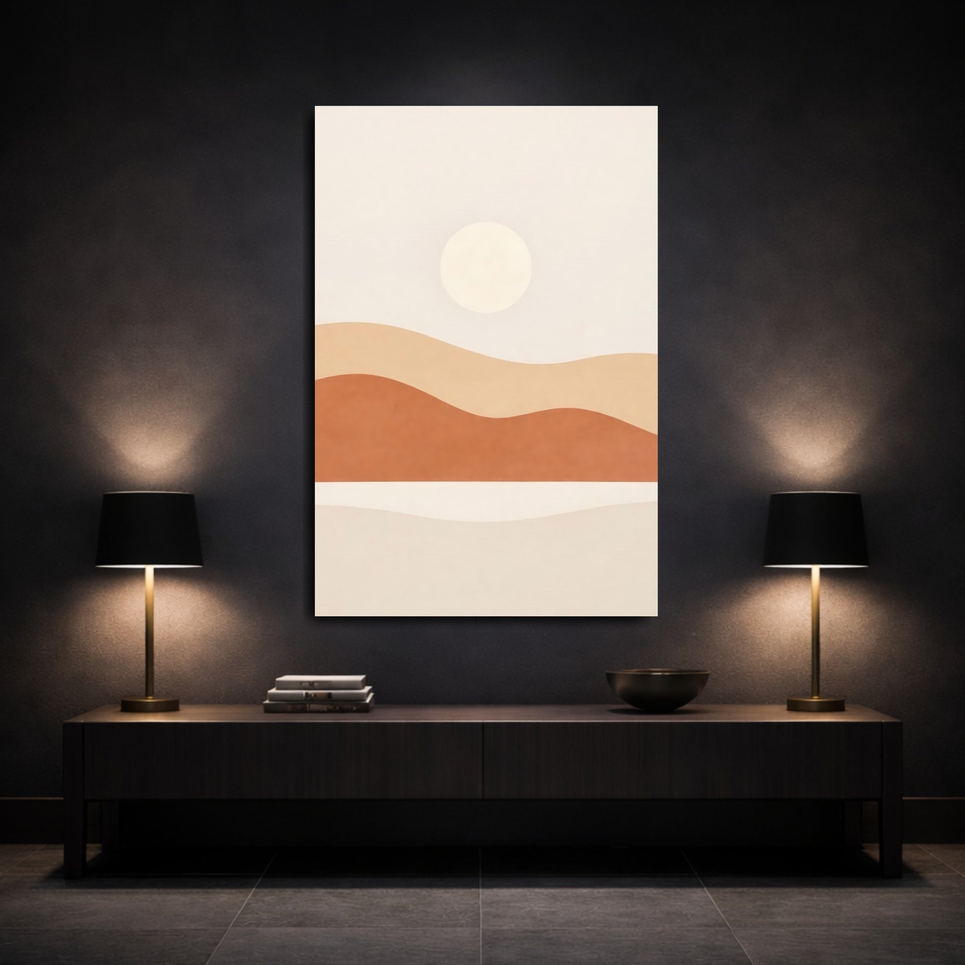 Nature Desert Sun Earthy Abstract shown as front canvas room wall art