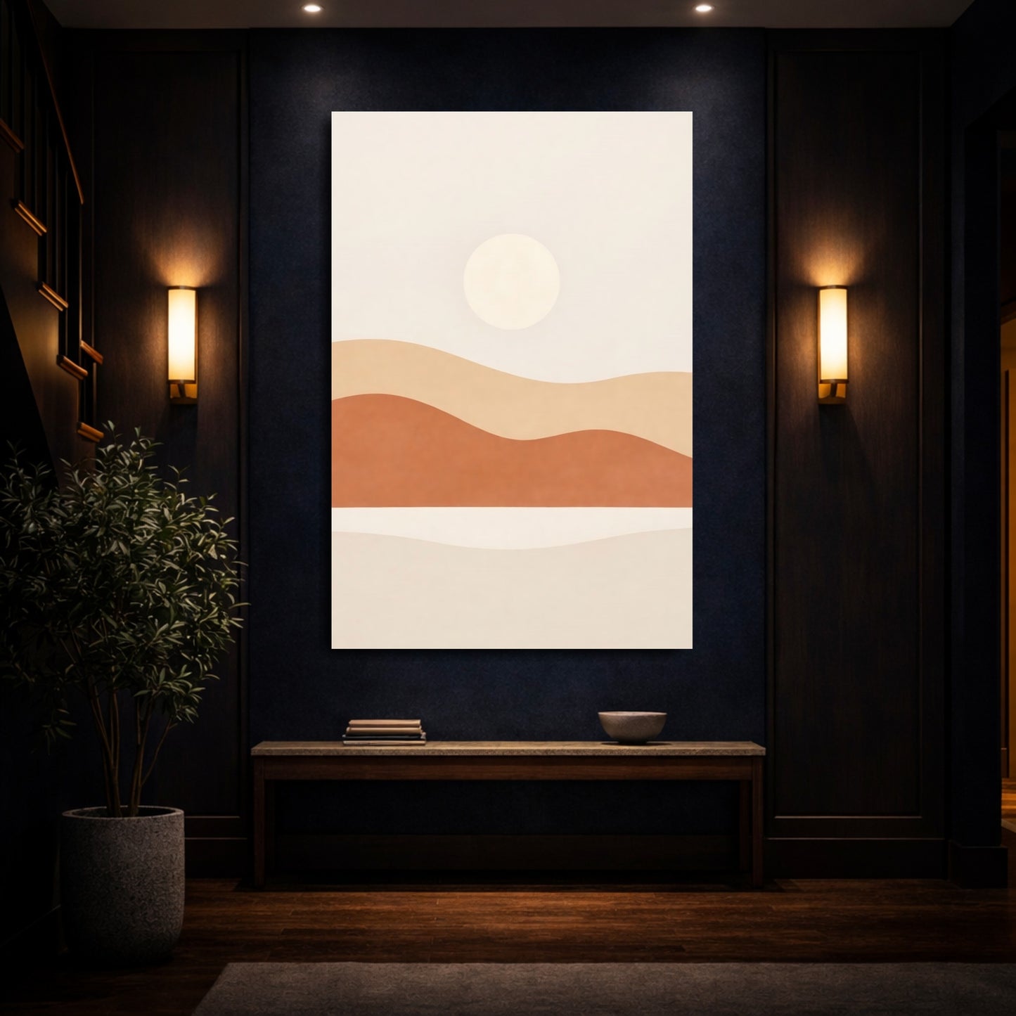 Nature Desert Sun Earthy Abstract shown as front canvas room wall art