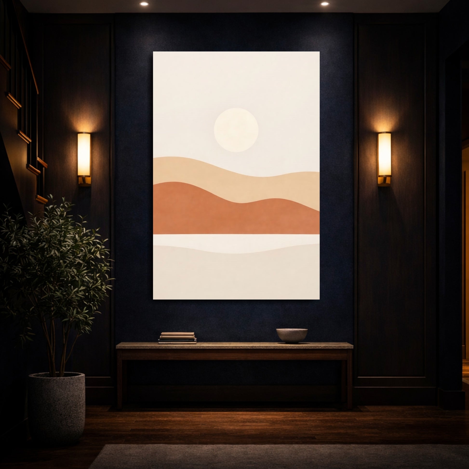 Nature Desert Sun Earthy Abstract shown as front canvas room wall art