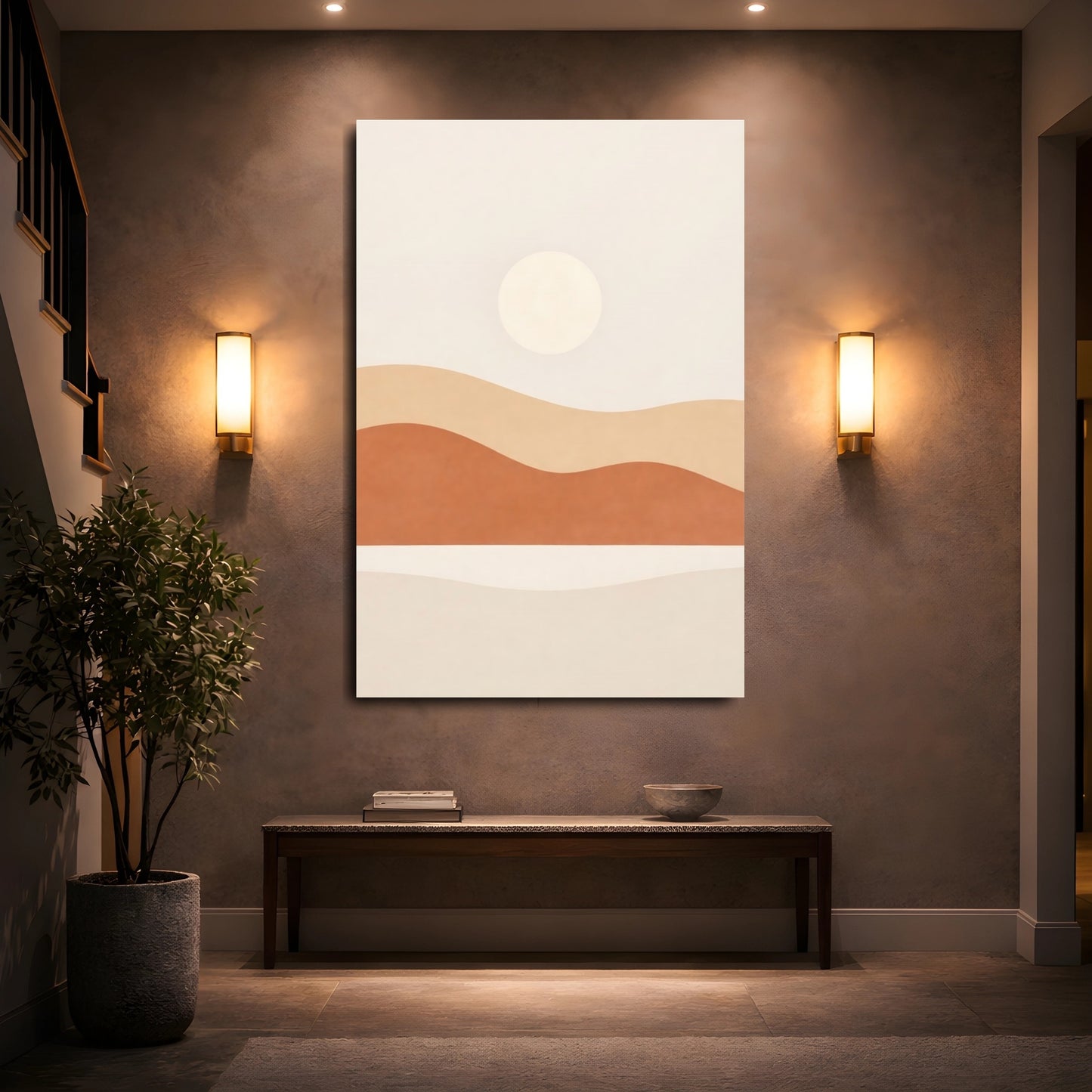 Nature Desert Sun Earthy Abstract shown as front canvas room wall art