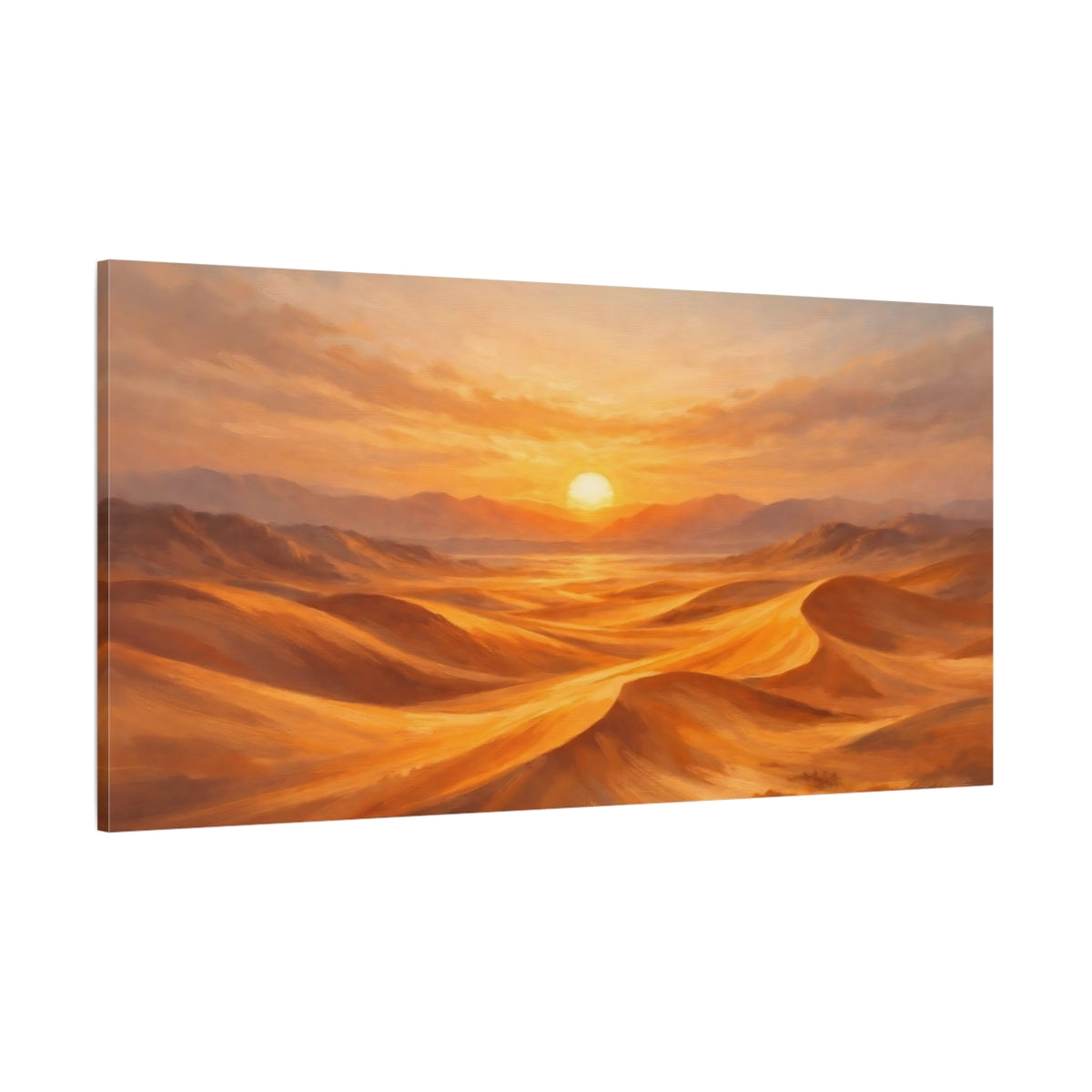 Main Mockup. Nature Desert Sunset Orange Desert shown as stretched canvas wall art