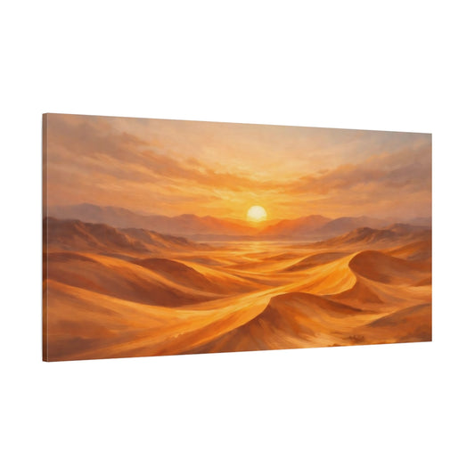 Main Mockup. Nature Desert Sunset Orange Desert shown as stretched canvas wall art