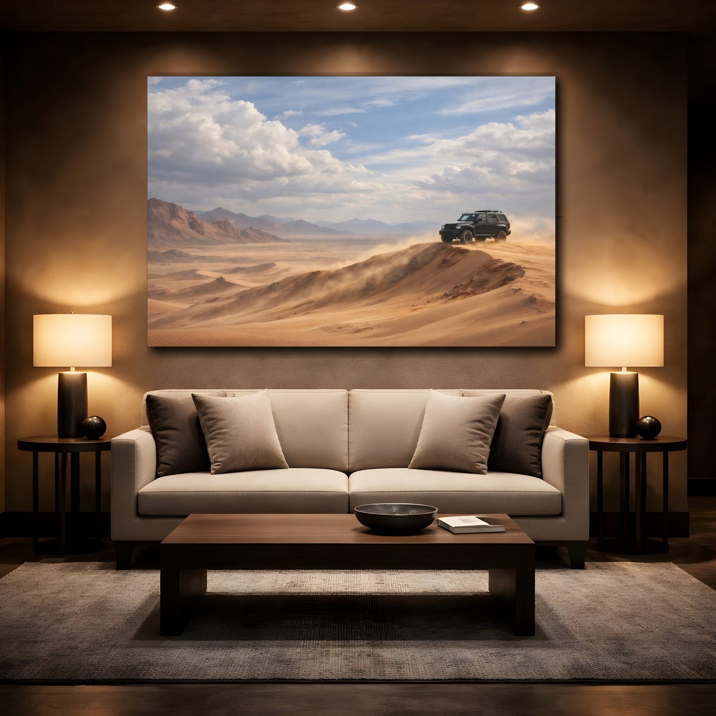Mockup 3. Nature Desert Suv Desert Landscape shown as stretched canvas wall art