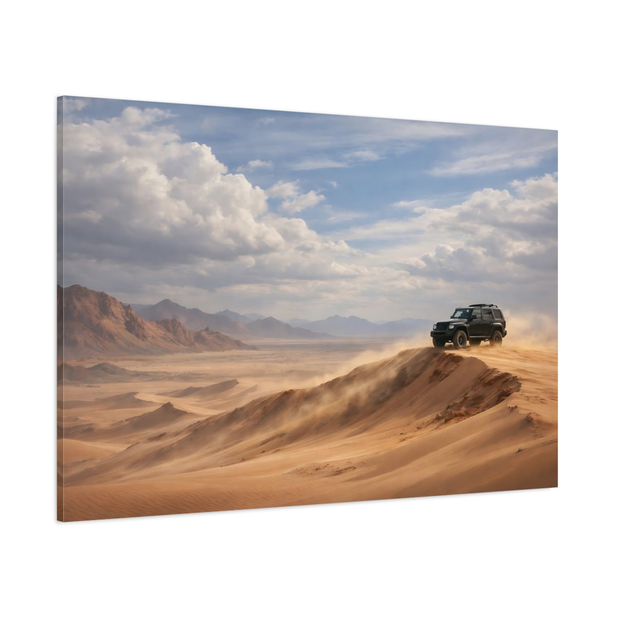 Side Mockup 1. Nature Desert Suv Desert Landscape shown as stretched canvas wall art