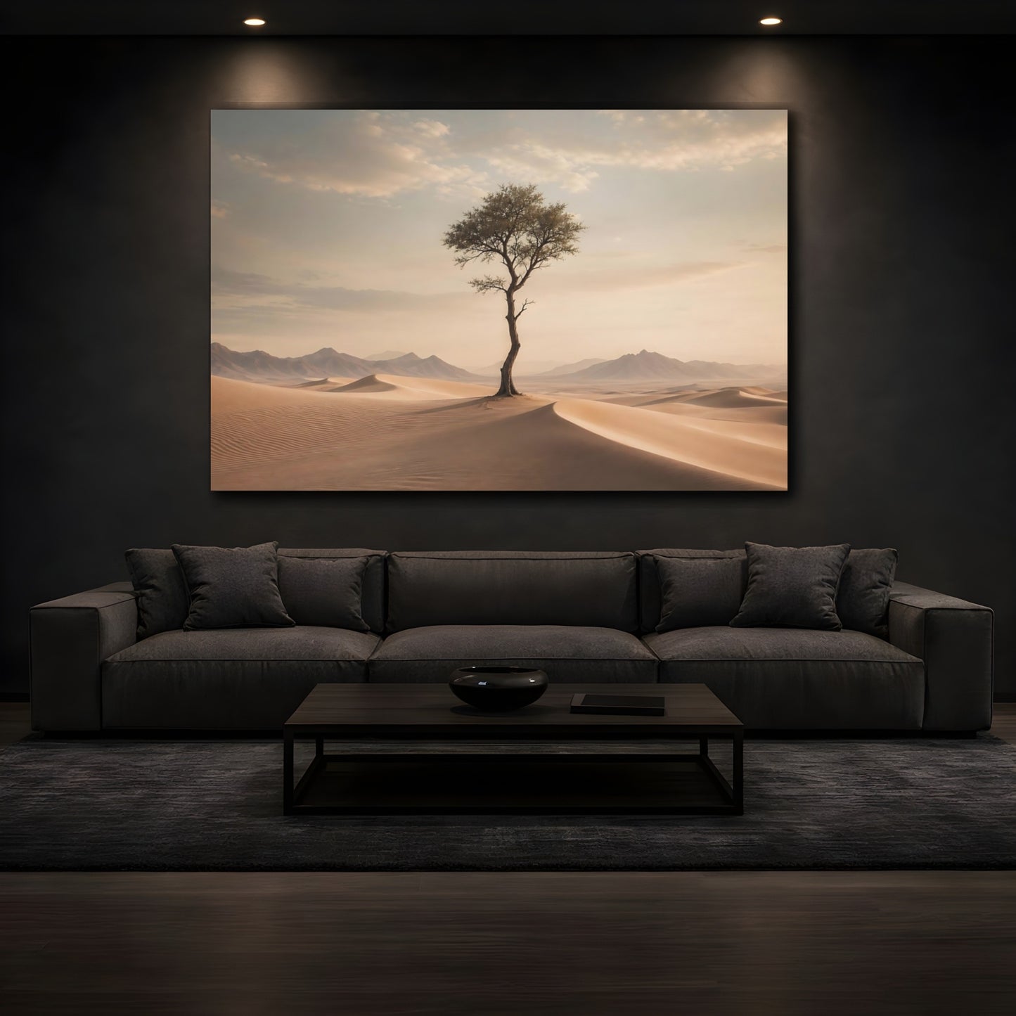 Mockup 4. Nature Desert Tree Brown And Beige shown as stretched canvas wall art