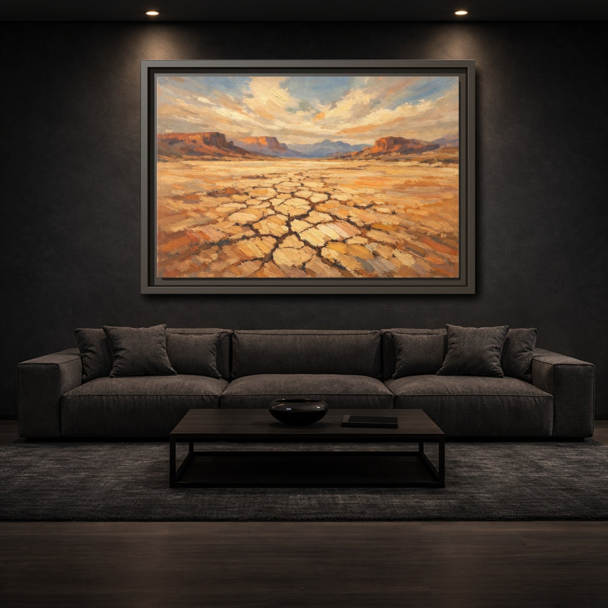 Mockup 2. Nature Desert Warm Desert Landscape shown as stretched canvas wall art