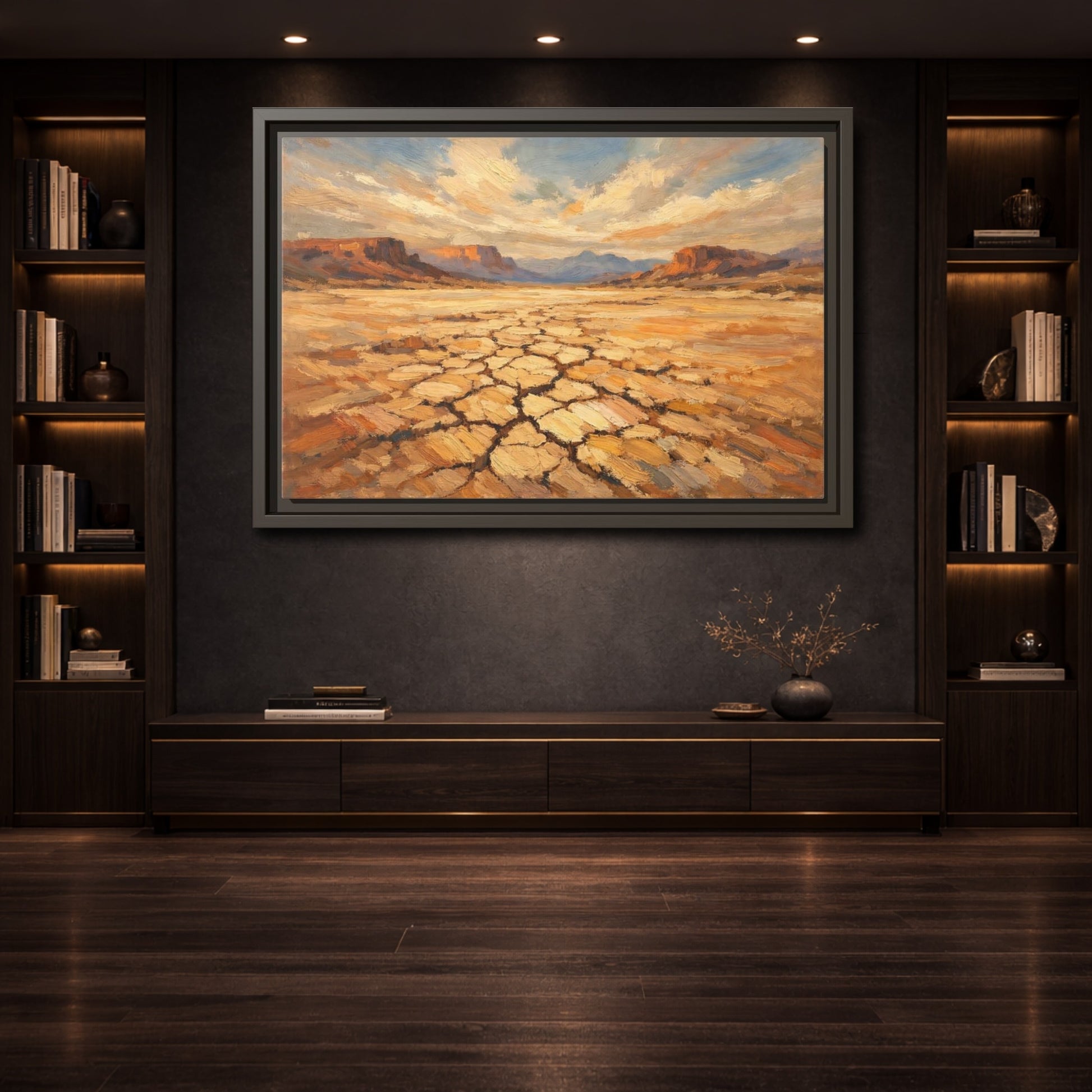 Mockup 3. Nature Desert Warm Desert Landscape shown as stretched canvas wall art