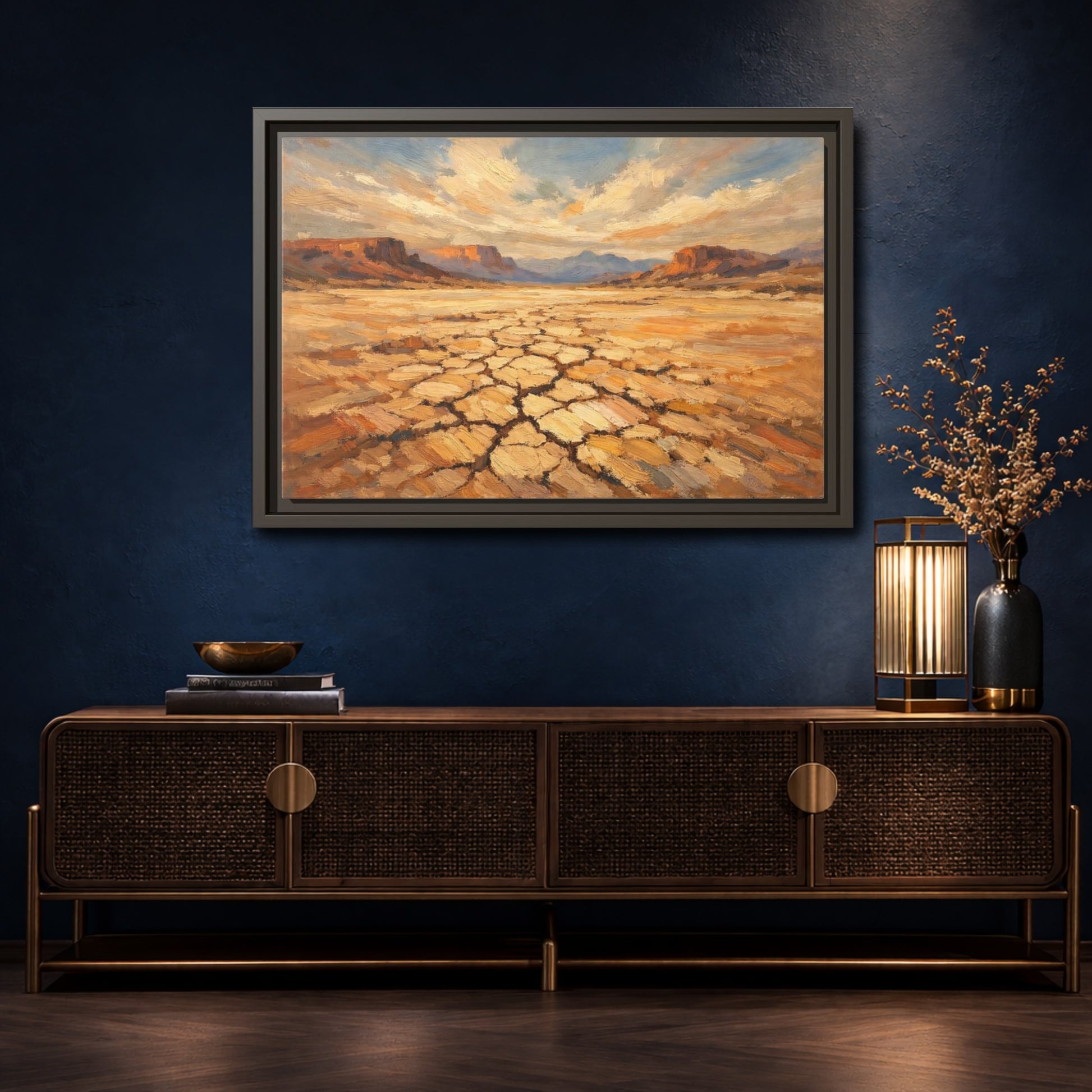 Mockup 4. Nature Desert Warm Desert Landscape shown as stretched canvas wall art