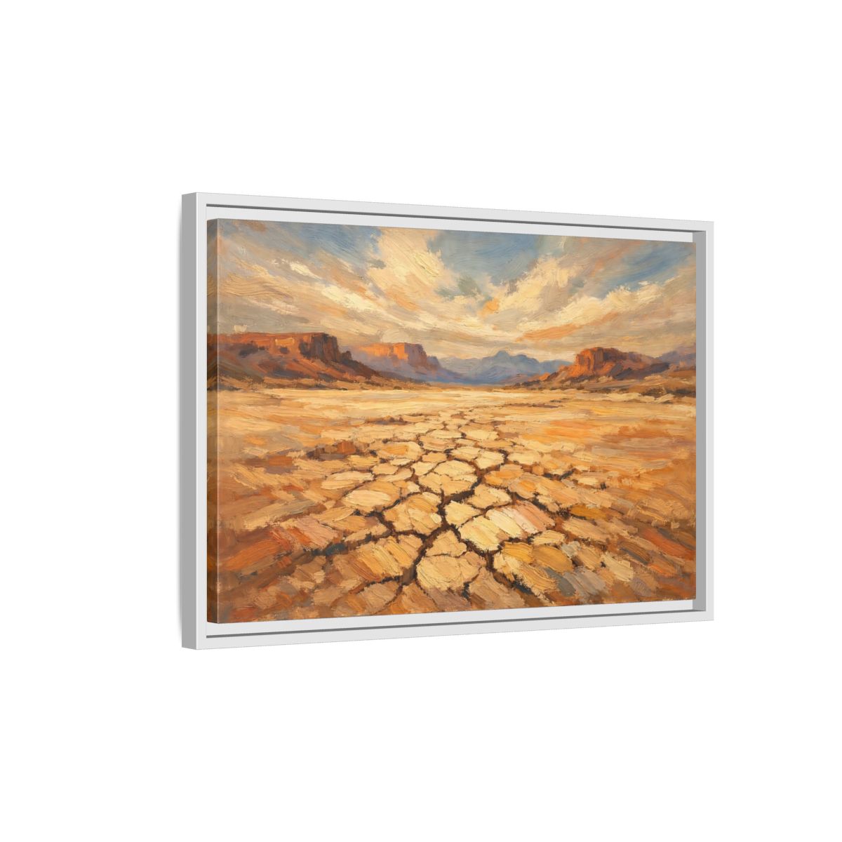 Side Mockup 1. Nature Desert Warm Desert Landscape shown as stretched canvas wall art