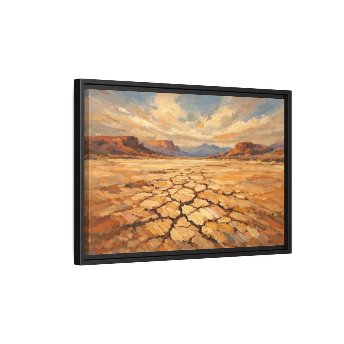 Side Mockup 3. Nature Desert Warm Desert Landscape shown as stretched canvas wall art