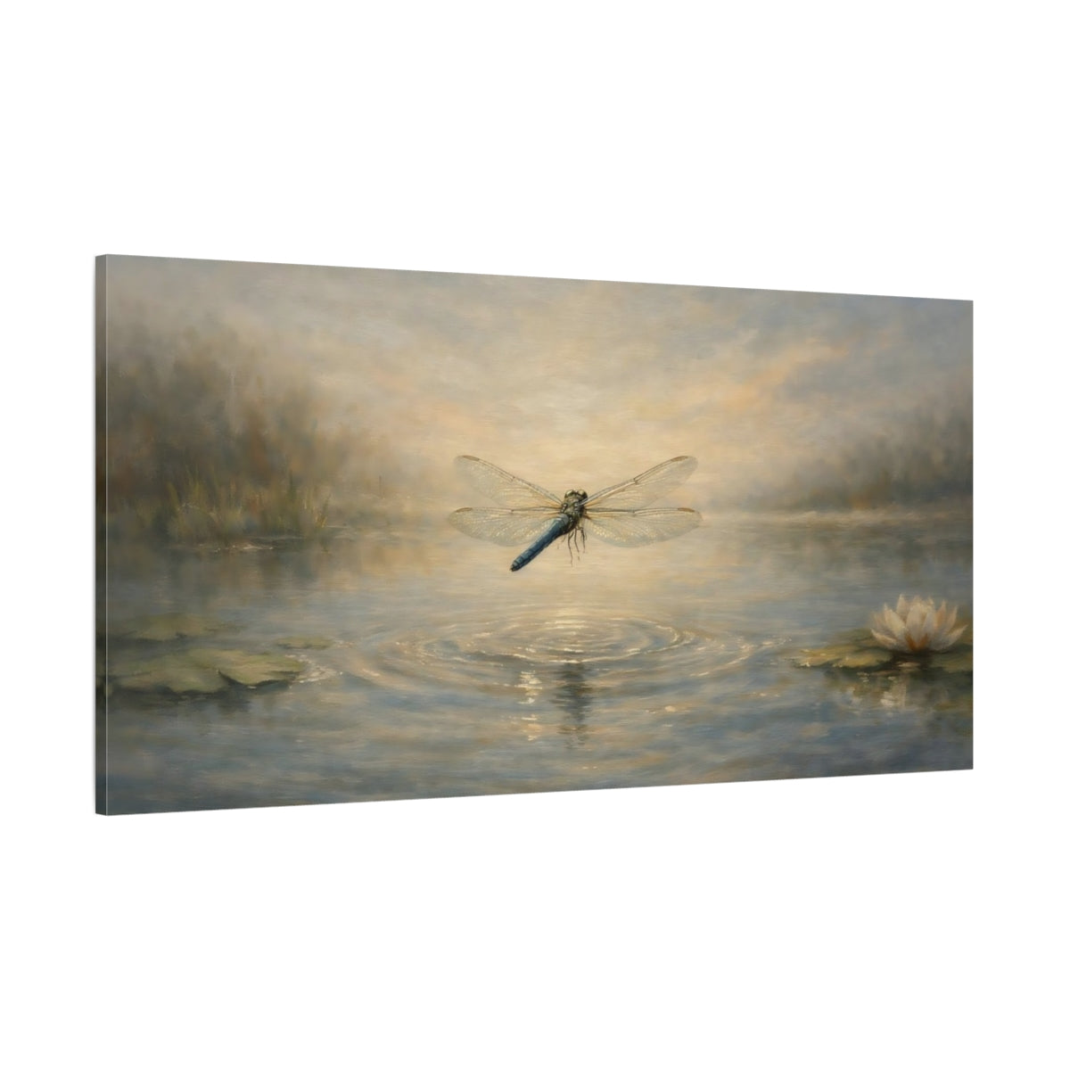 Main Mockup. Nature Dragonfly Dragonfly Pond shown as stretched canvas wall art