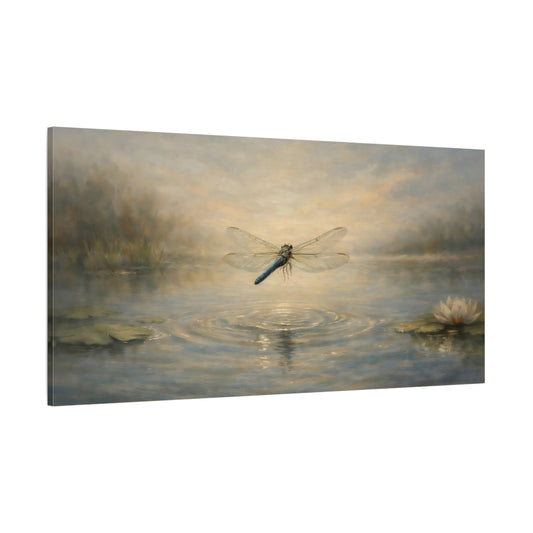Main Mockup. Nature Dragonfly Dragonfly Pond shown as stretched canvas wall art
