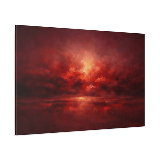 Main Mockup. Nature Dramatic Sky Red And Orange shown as stretched canvas wall art