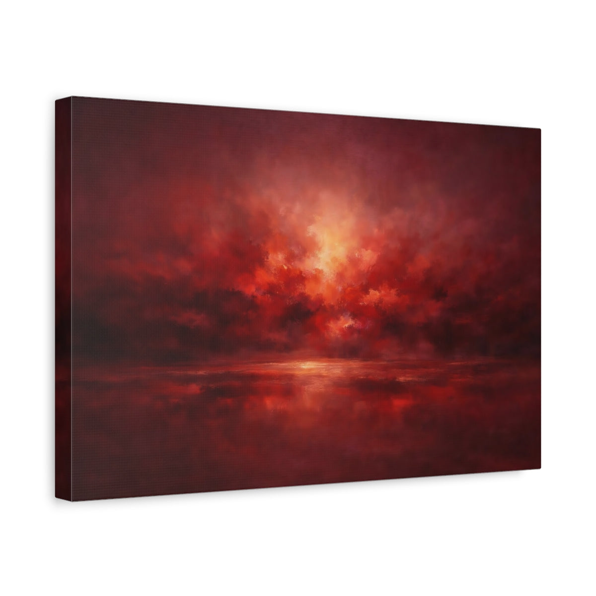 Side Mockup 4. Nature Dramatic Sky Red And Orange shown as stretched canvas wall art