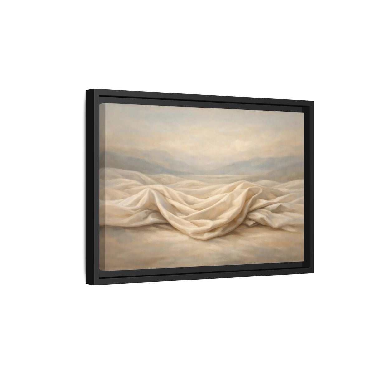 Side Mockup 6. Nature Draped Fabric Cream And Beige shown as stretched canvas wall art