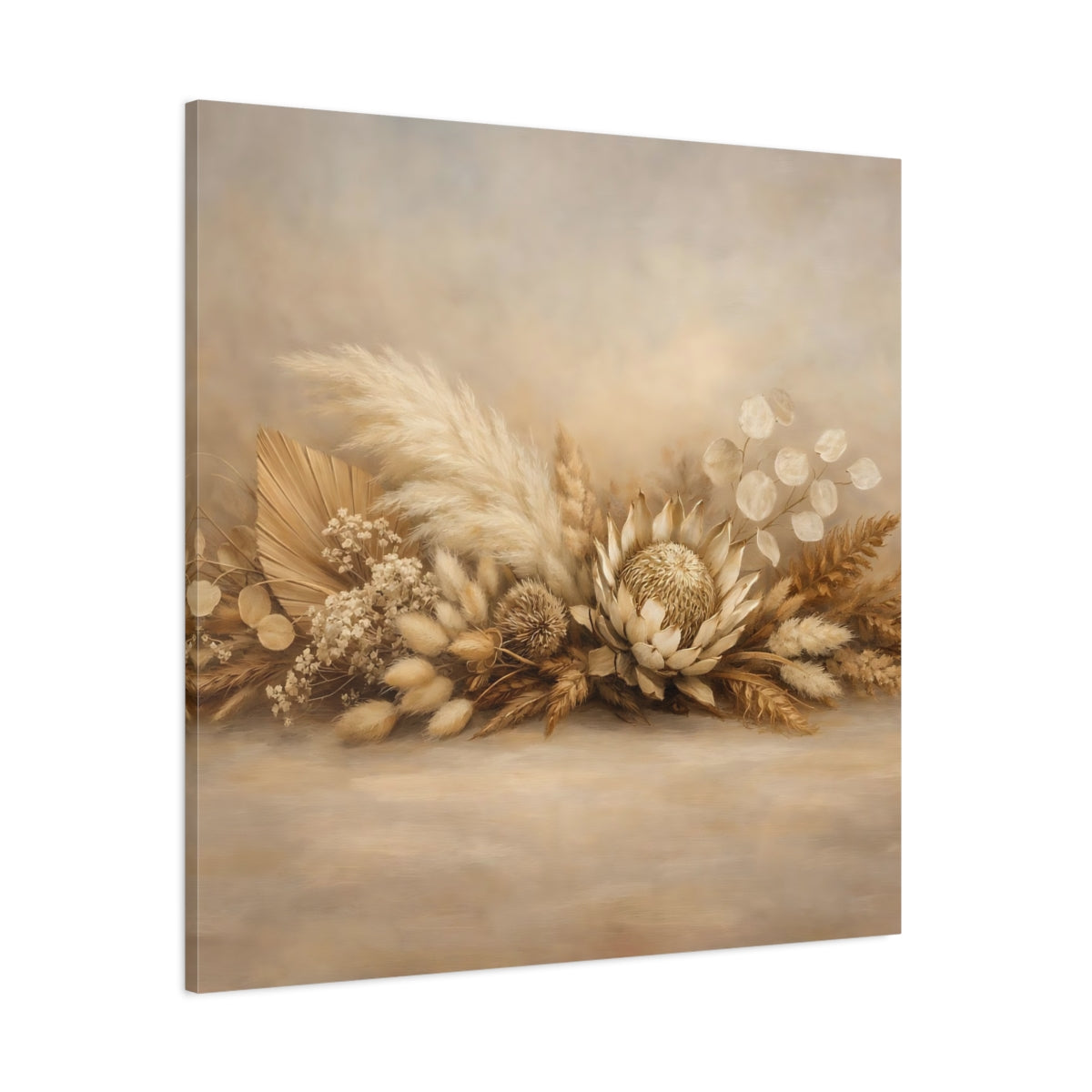 Main Mockup. Nature Dried Botanicals Beige Dried Botanicals shown as stretched canvas wall art