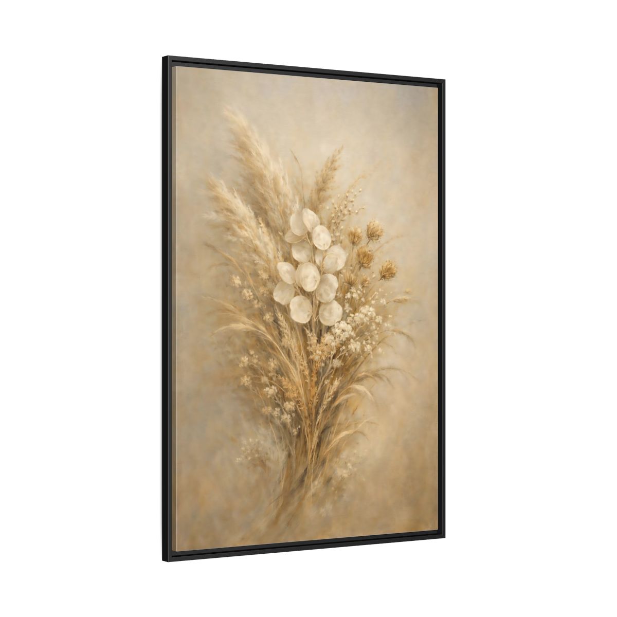 Main Mockup. Nature Dried Botanicals Brown And Beige shown as stretched canvas wall art