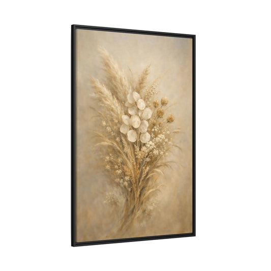 Main Mockup. Nature Dried Botanicals Brown And Beige shown as stretched canvas wall art