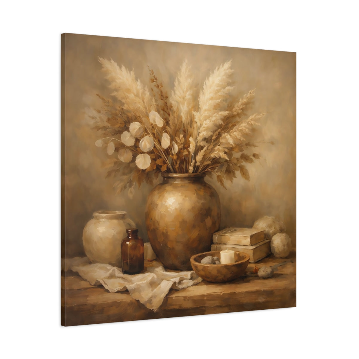 Main Mockup. Nature Dried Botanicals Earthy Tones shown as stretched canvas wall art