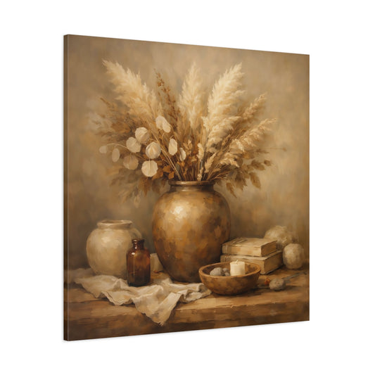 Main Mockup. Nature Dried Botanicals Earthy Tones shown as stretched canvas wall art