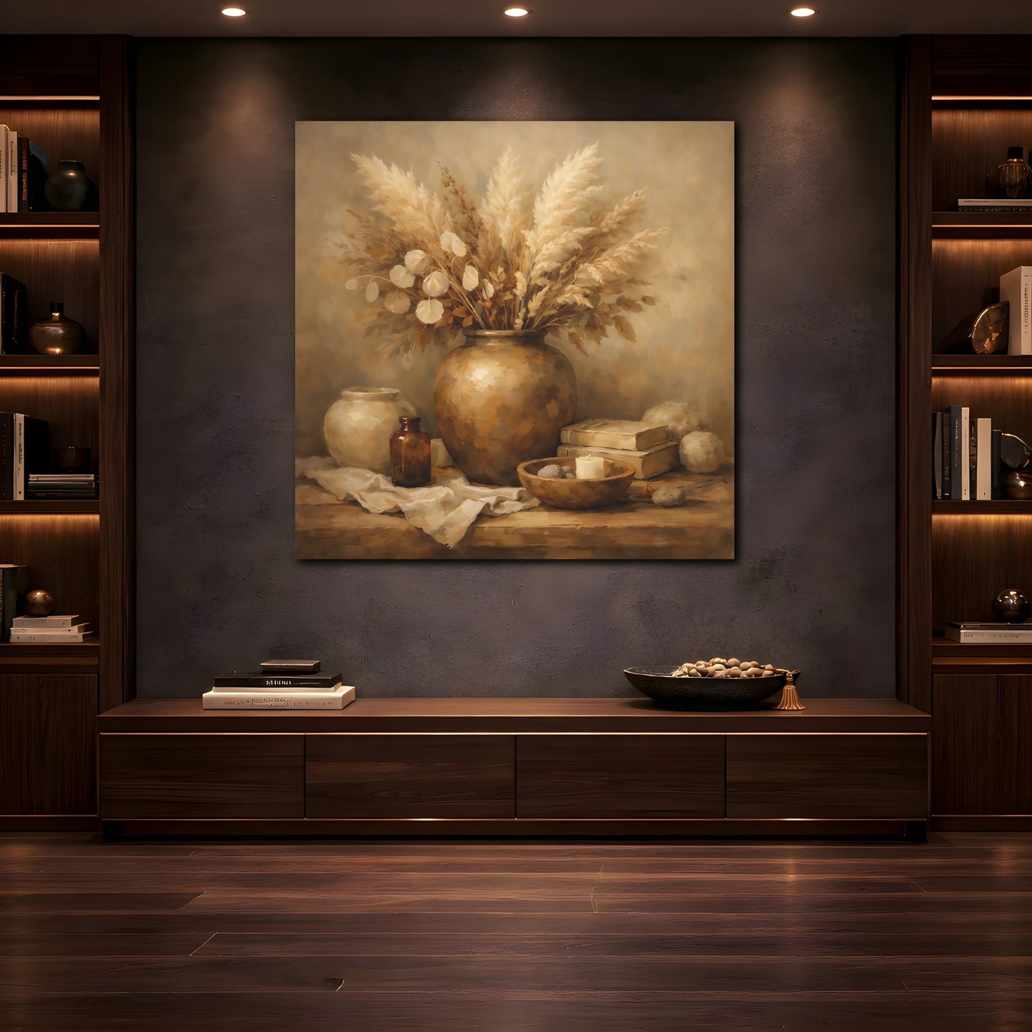 Mockup 4. Nature Dried Botanicals Earthy Tones shown as stretched canvas wall art