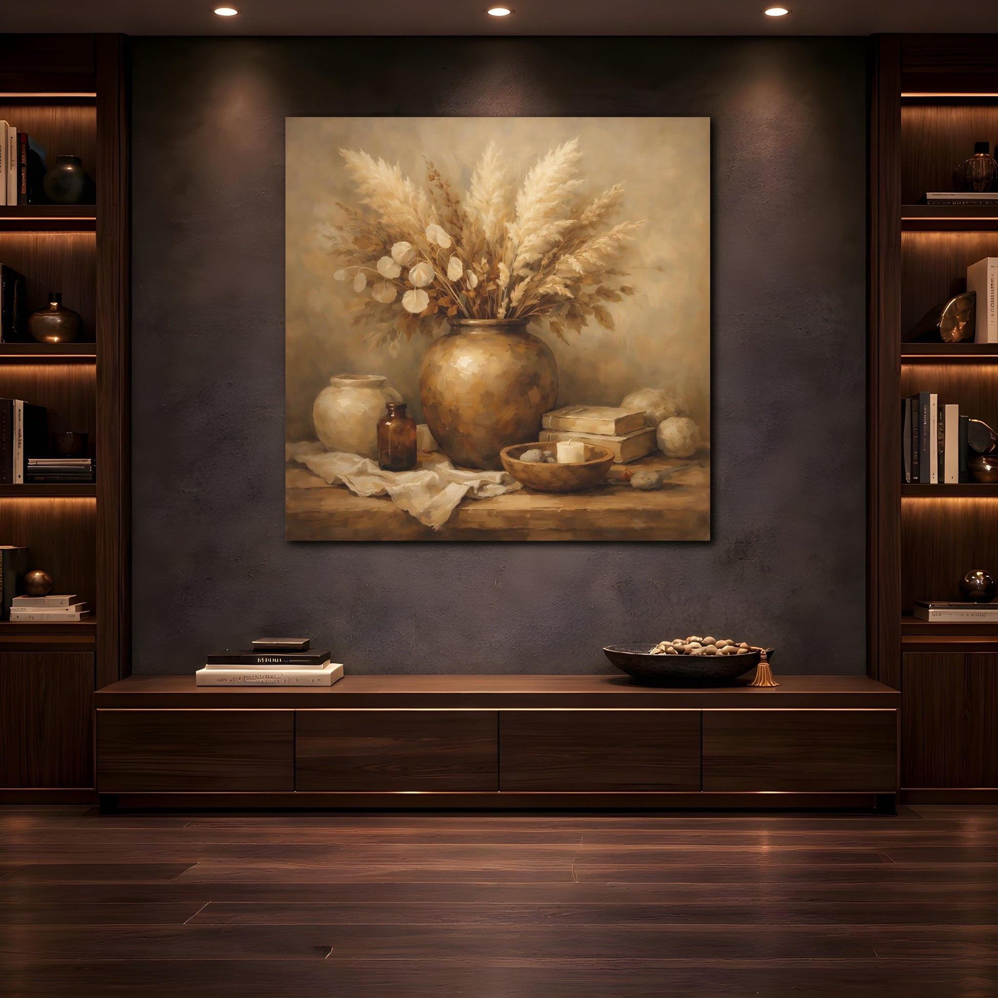 Mockup 4. Nature Dried Botanicals Earthy Tones shown as stretched canvas wall art