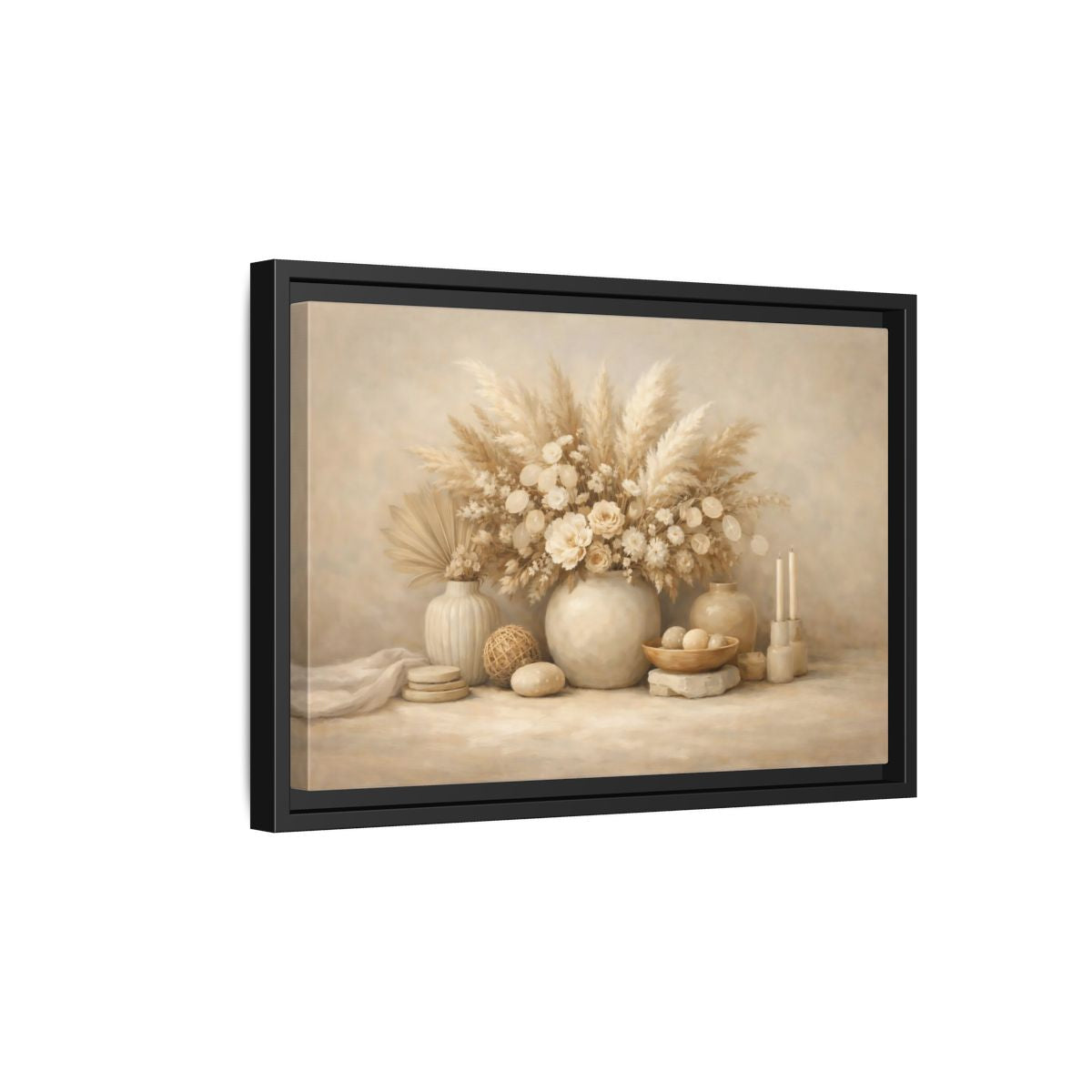 Side Mockup 6. Nature Dried Botanicals Neutral Dried Botanicals shown as stretched canvas wall art