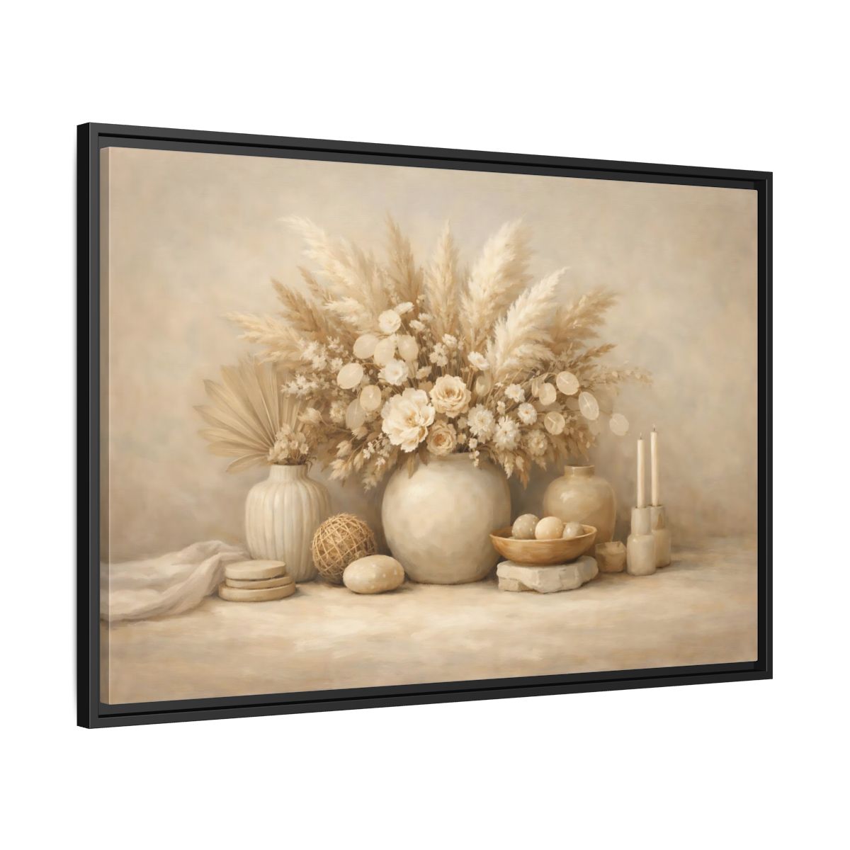 Side Mockup 13. Nature Dried Botanicals Neutral Dried Botanicals shown as stretched canvas wall art