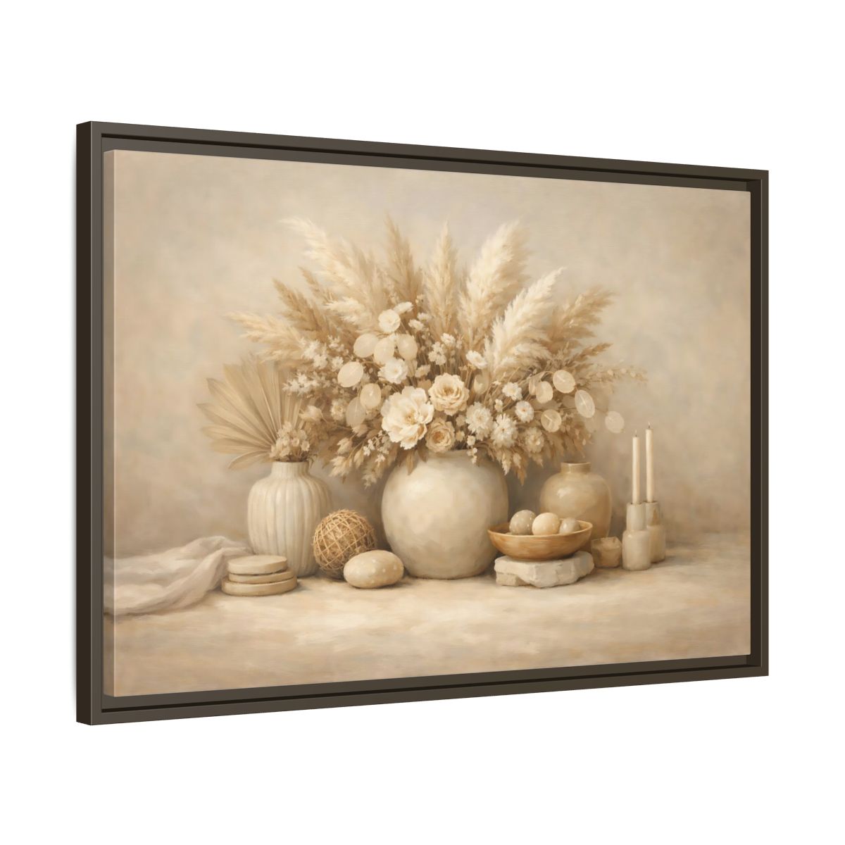 Side Mockup 11. Nature Dried Botanicals Neutral Dried Botanicals shown as stretched canvas wall art