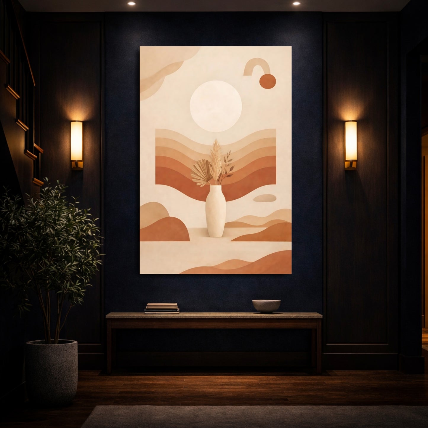 Nature Dried Botanicals Terracotta Beige shown as front canvas room wall art
