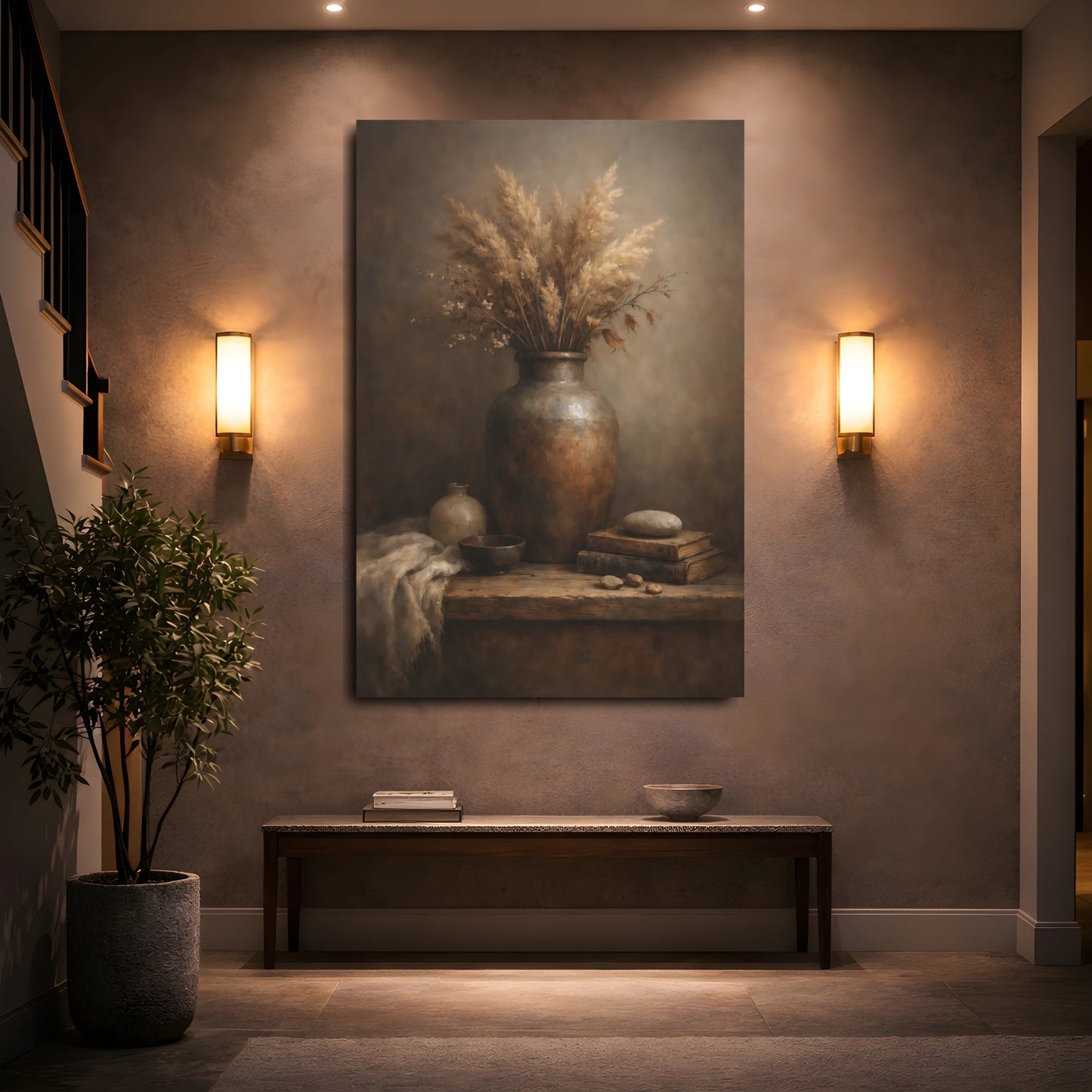 Mockup 4. Nature Dried Flora Earthy Still Life shown as stretched canvas wall art