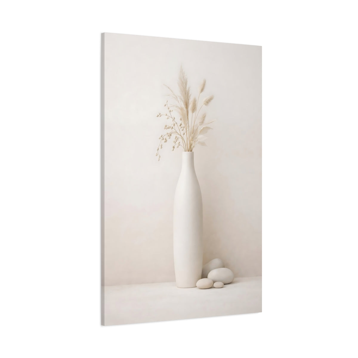 Nature Dried Florals Pampas Grass Still Life shown as stretched canvas wall art