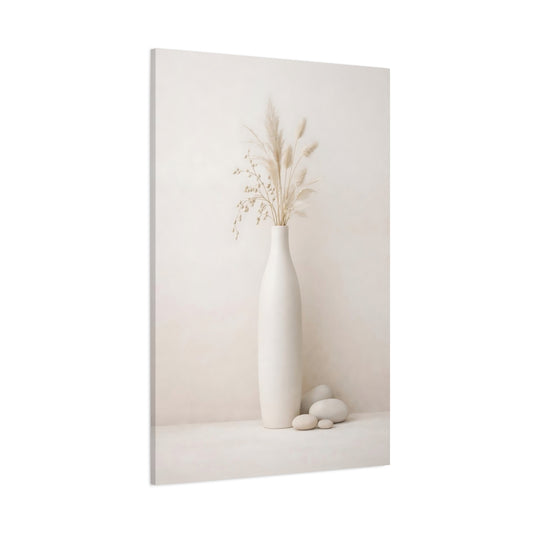 Nature Dried Florals Pampas Grass Still Life shown as stretched canvas wall art