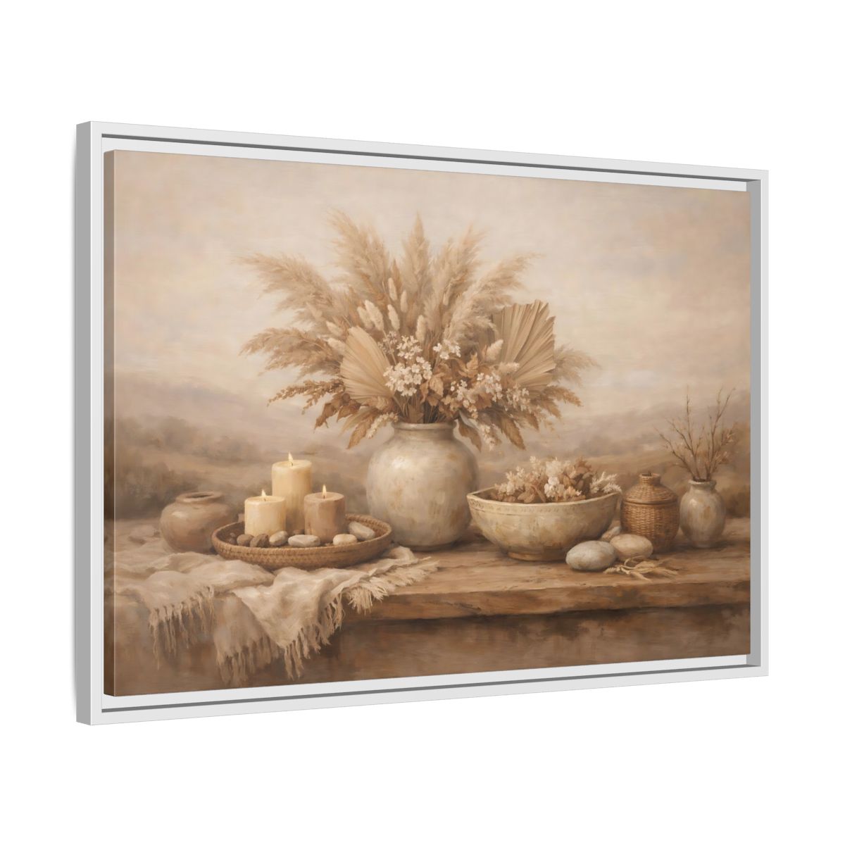 Side Mockup 10. Nature Dried Flowers Boho Still Life shown as stretched canvas wall art