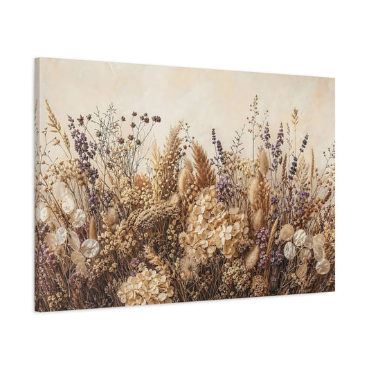 Main Mockup. Nature Dried Flowers Neutral Dried Flowers shown as stretched canvas wall art