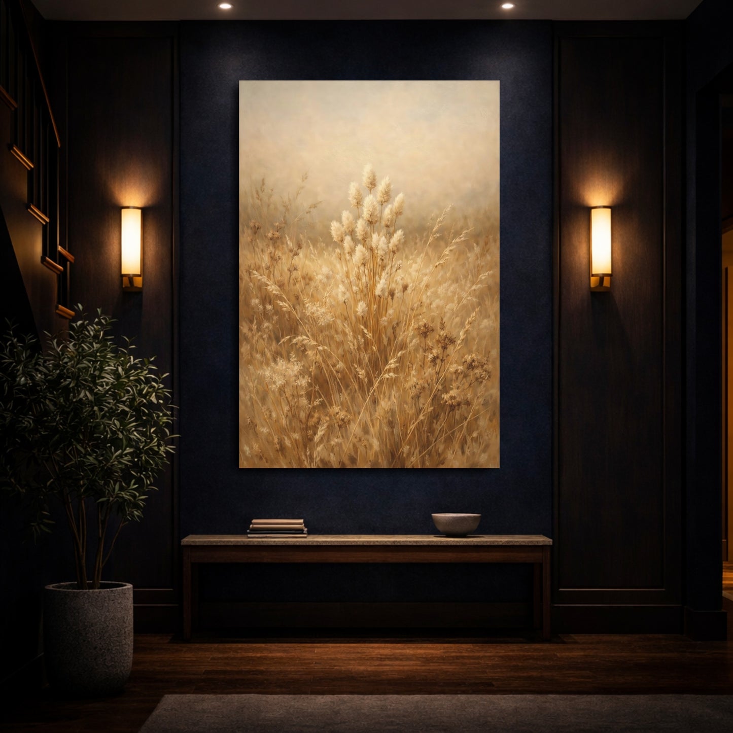Mockup 3. Nature Dried Grass Golden Grasses shown as stretched canvas wall art