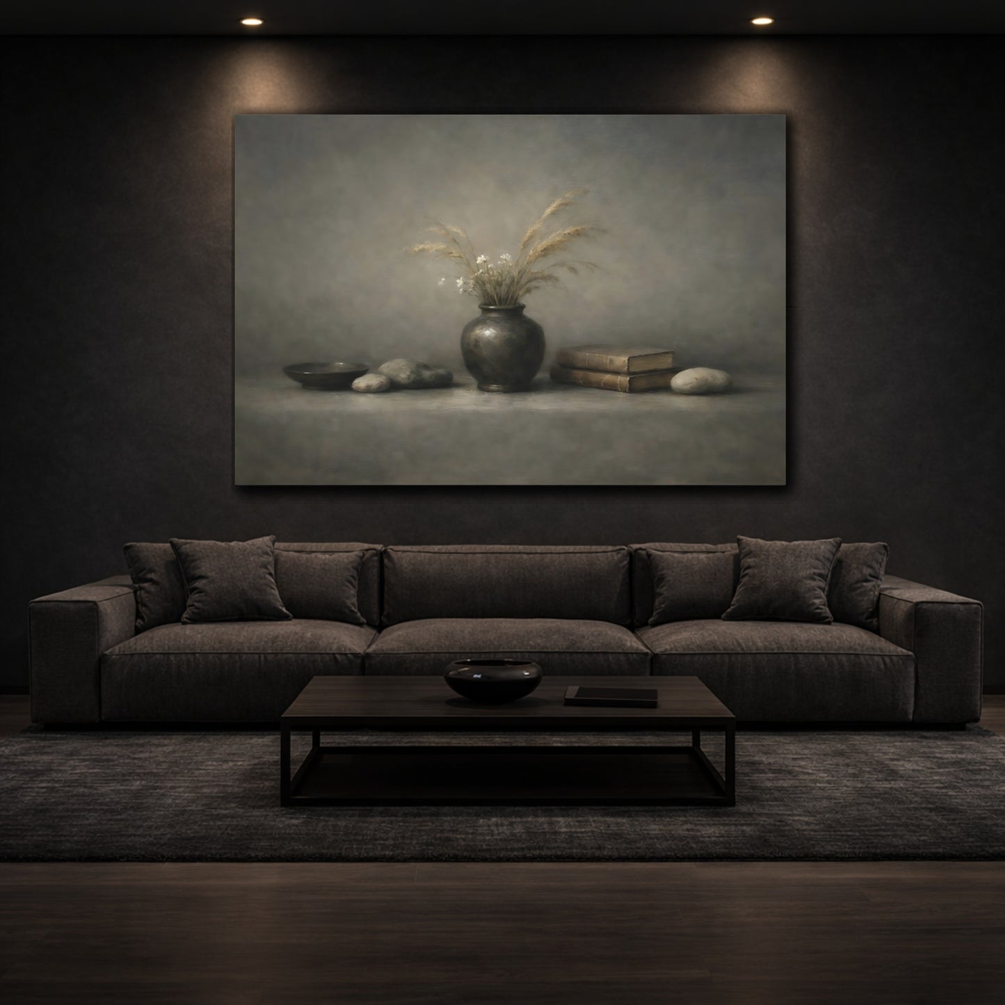 Mockup 2. Nature Dried Grass Vase Earthy Still Life shown as stretched canvas wall art