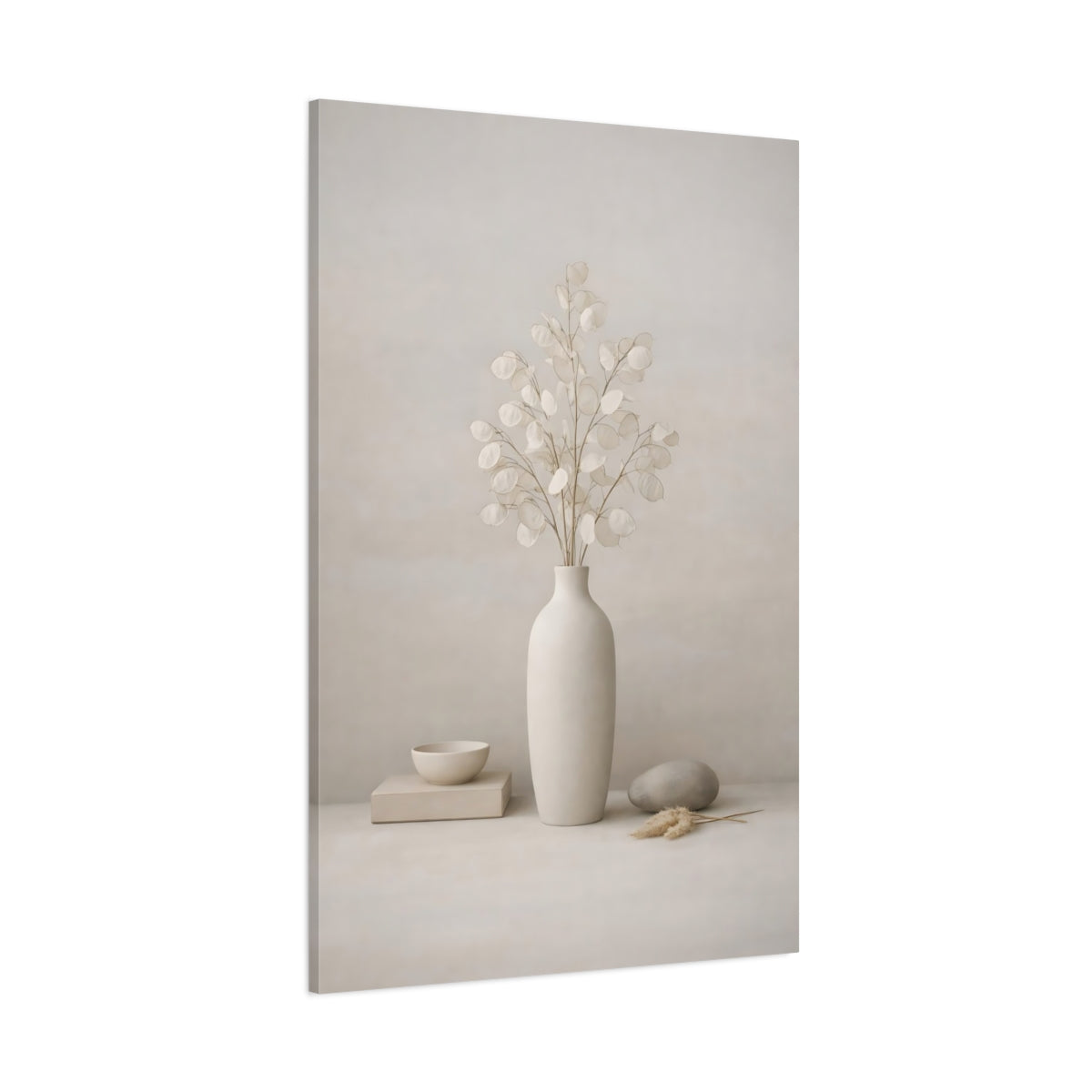 Nature Dried Plant Beige Still Life shown as stretched canvas wall art