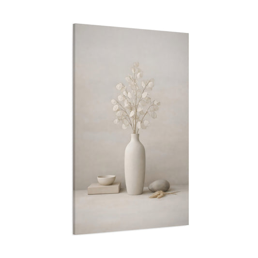 Nature Dried Plant Beige Still Life shown as stretched canvas wall art