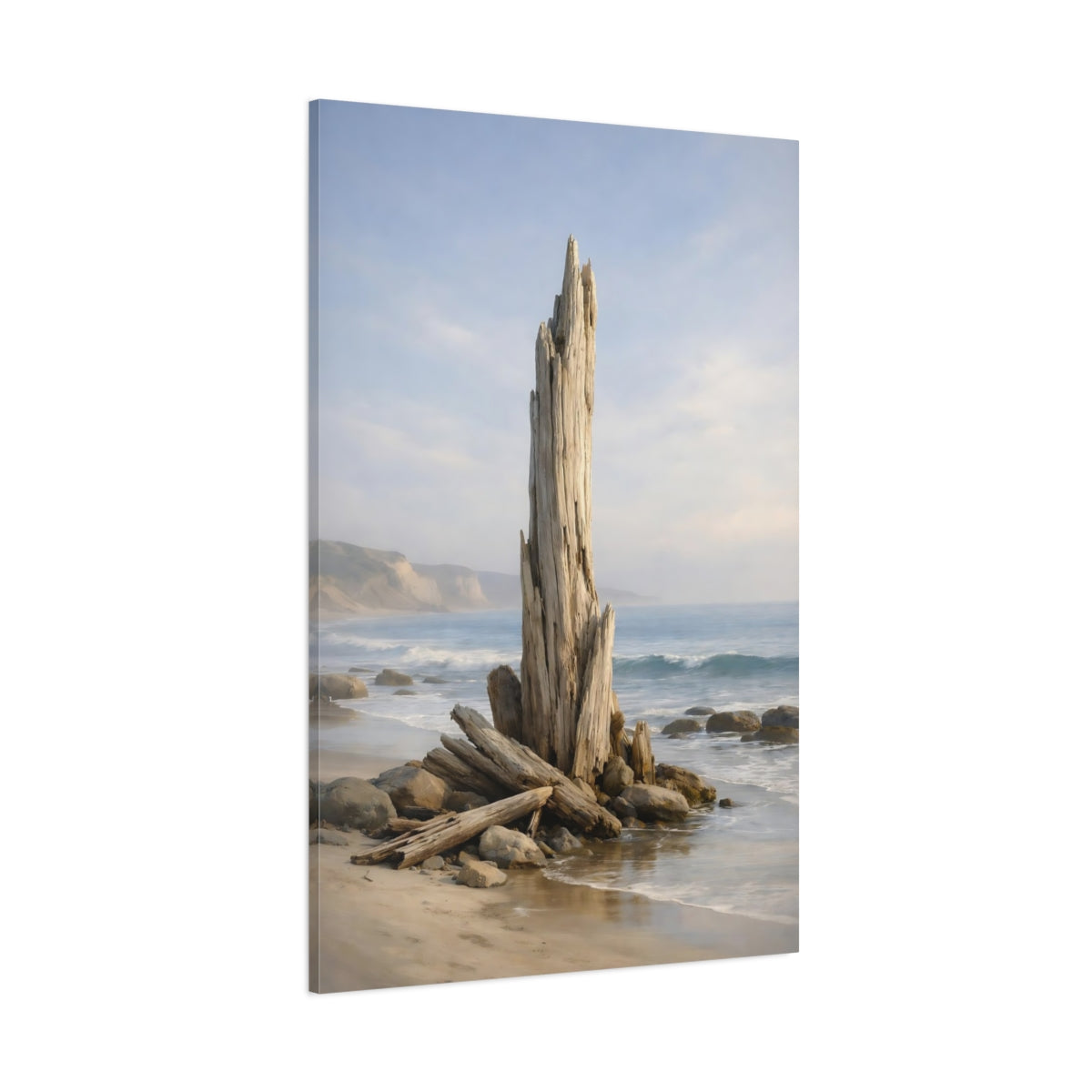 Main Mockup. Nature Driftwood Driftwood Beach shown as stretched canvas wall art