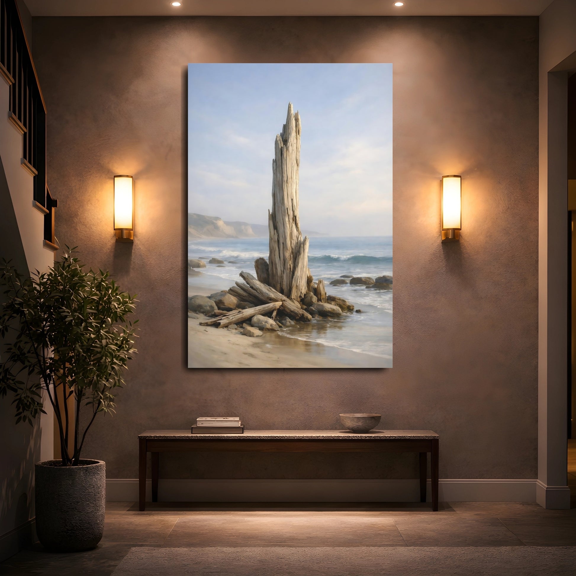 Mockup 4. Nature Driftwood Driftwood Beach shown as stretched canvas wall art