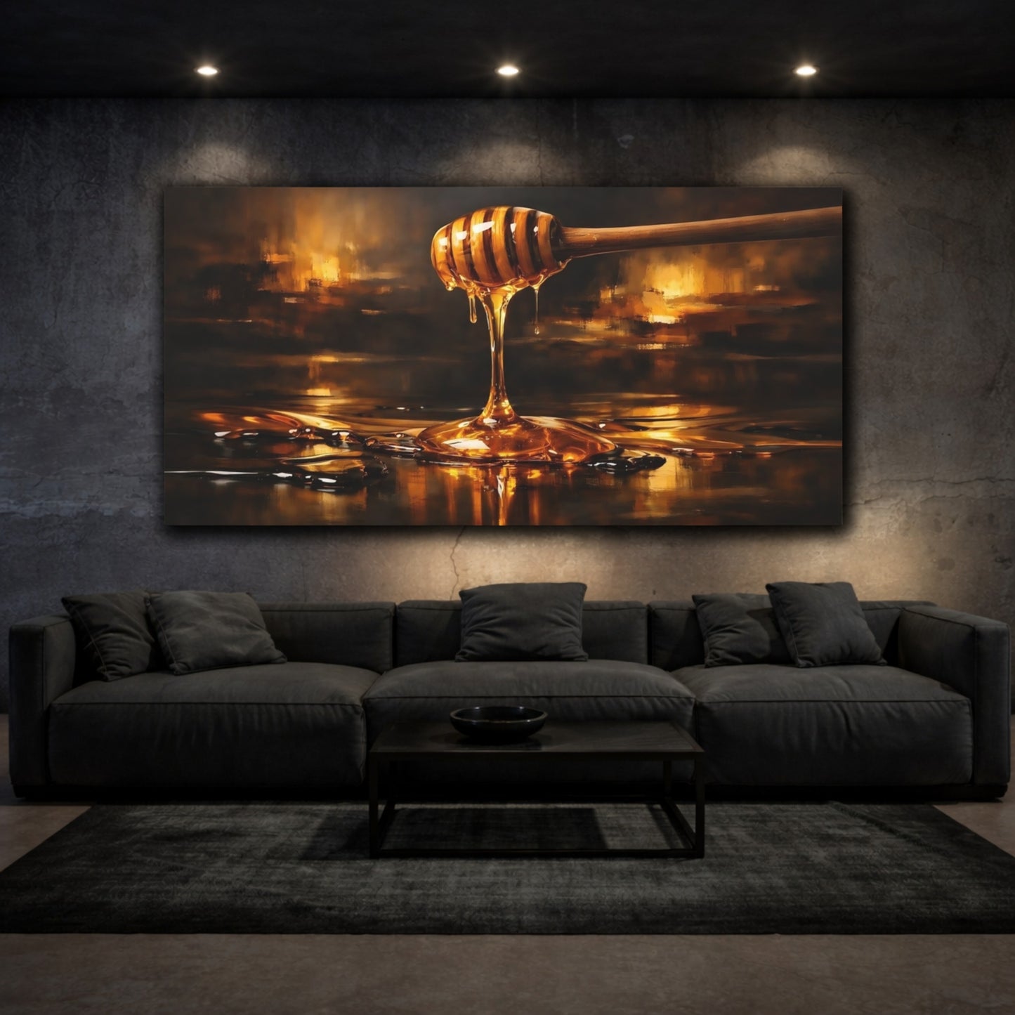 Mockup 2. Nature Dripping Honey Golden Honey shown as stretched canvas wall art