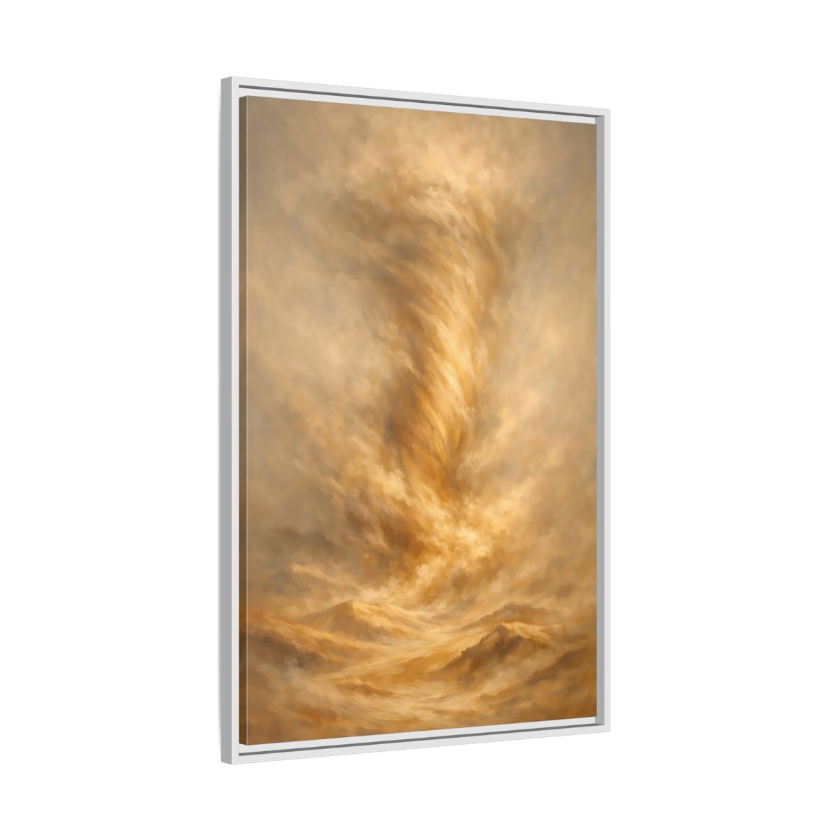 Side Mockup 9. Nature Dust Storm Gold Dust Storm shown as stretched canvas wall art