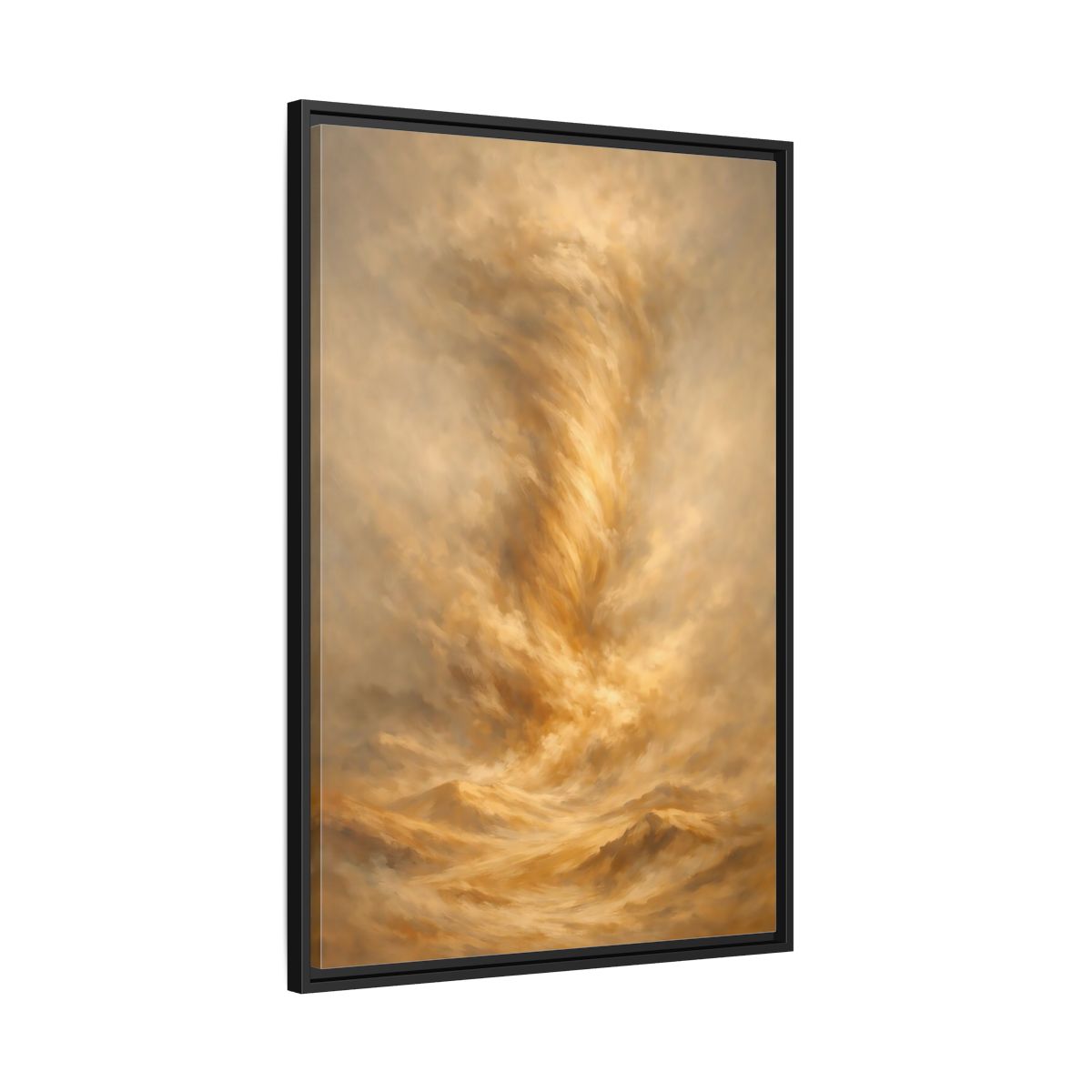 Side Mockup 13. Nature Dust Storm Gold Dust Storm shown as stretched canvas wall art