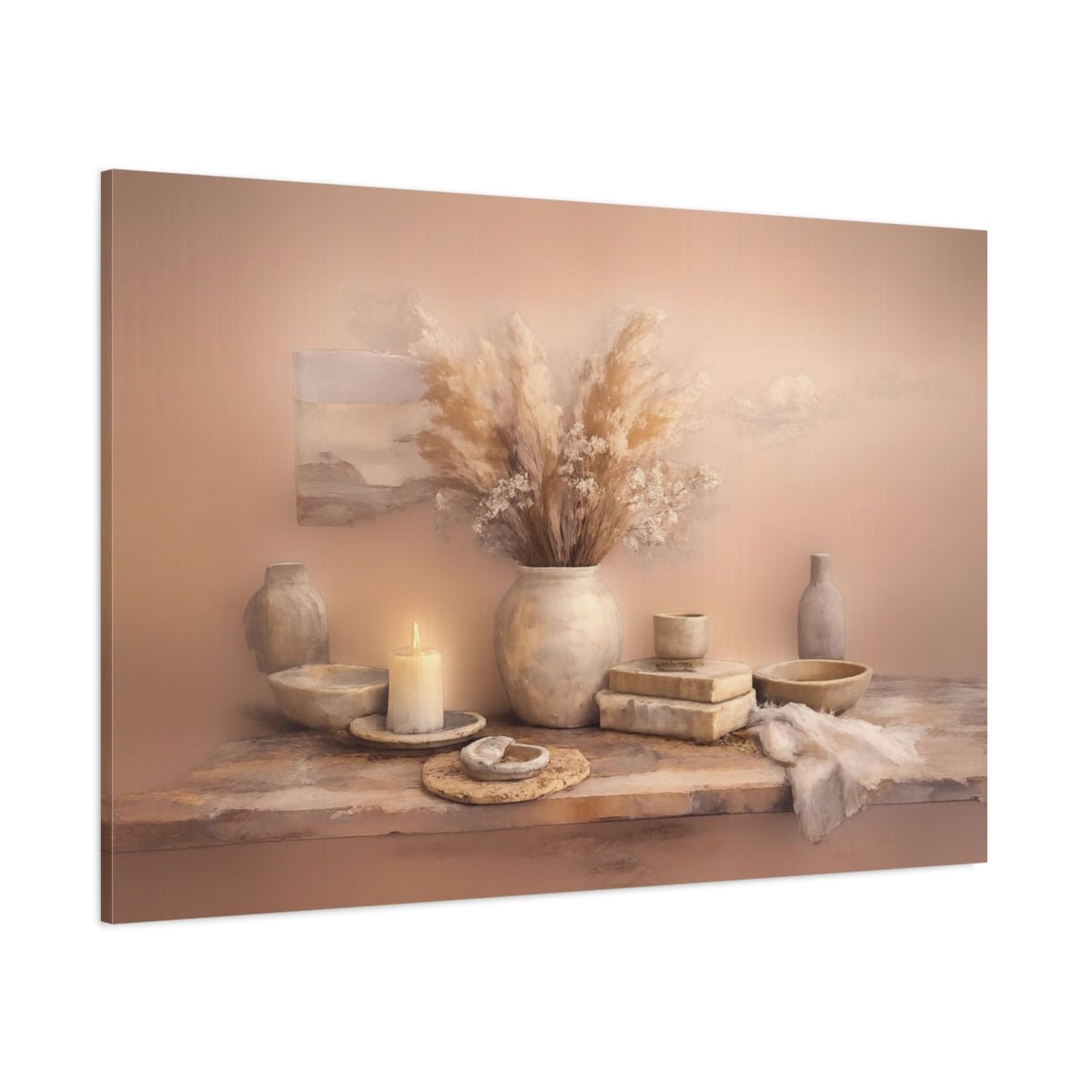 Nature Dusty Mauve Scandinavian Painterly - Canvas Wall Art Print - YesArtYes