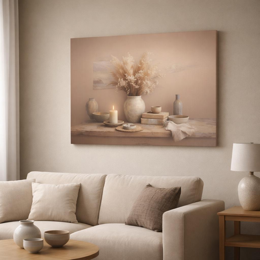 Nature Dusty Mauve Scandinavian Painterly - Canvas Wall Art Print - YesArtYes