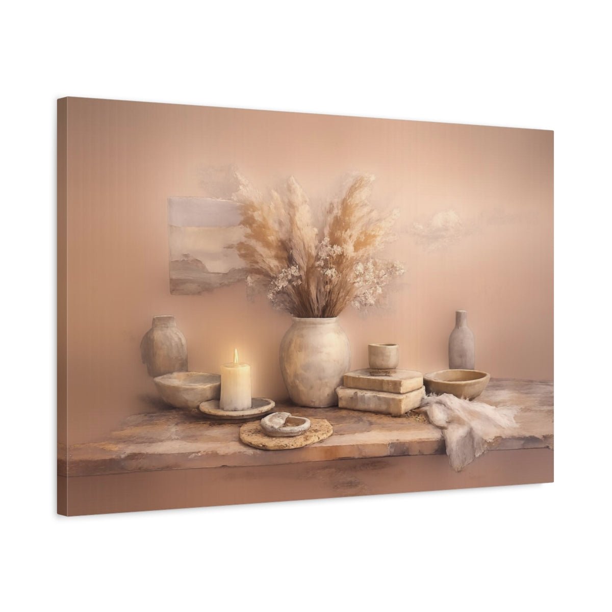 Nature Dusty Mauve Scandinavian Painterly - Canvas Wall Art Print - YesArtYes